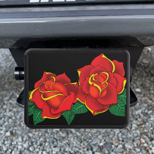 Red Roses Tattoos Trailer Hitch Cover