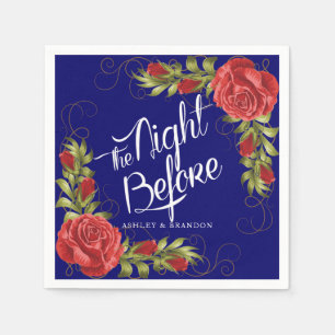 Red Roses The Night Before Rehearsal Dinner Napkin
