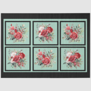 Red Roses Tiled Decoupage Tissue Paper