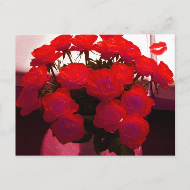 Red Roses Valentine II Postcard - Customizable (Front)