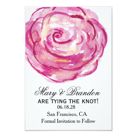 Red Roses Watercolor Floral Wedding Save the Date Card