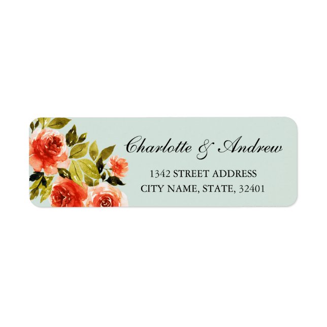 Red Roses Watercolor Mariage Adresse de retour (Devant)