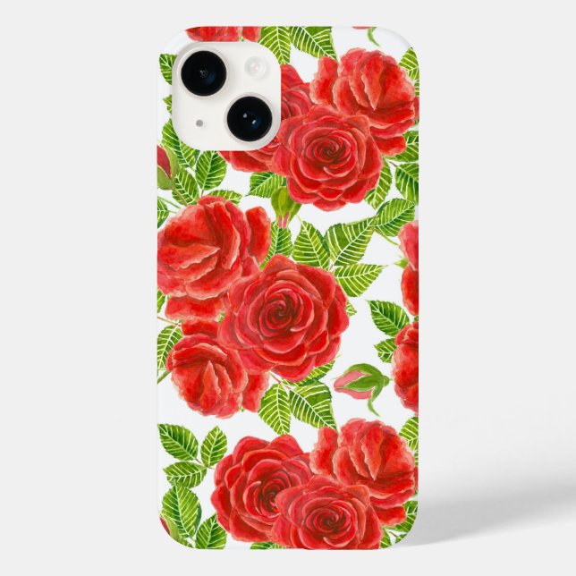 Red roses watercolor seamless pattern Case-Mate iPhone case (Back)