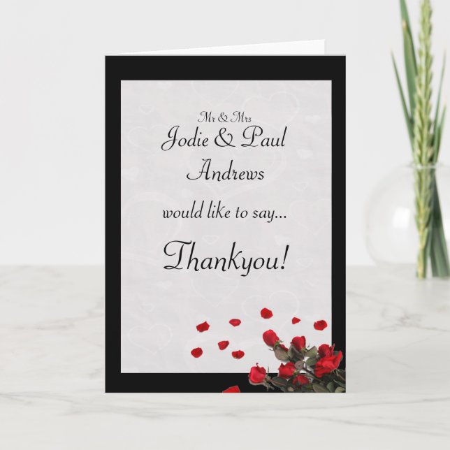 Red Roses Wedding - Engagement Thankyou Thank You Card (Front)