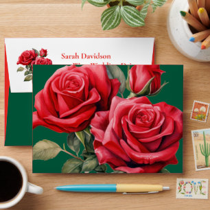 Red Roses Wedding Envelope