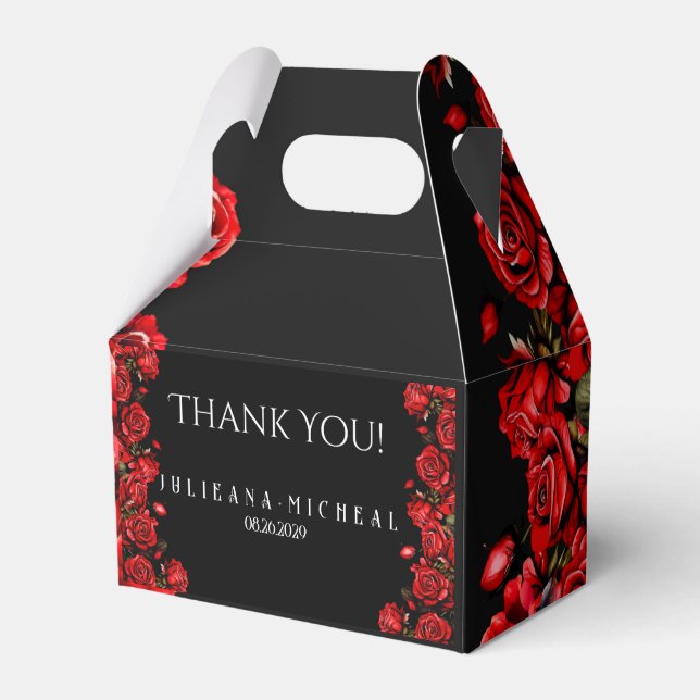 Red Roses Wedding Favor Box (Front Side)