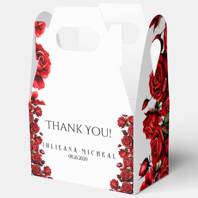 Red Roses wedding  Favor Box (Open)