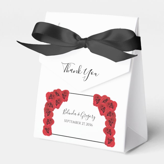 Red Roses Wedding Favor Box (Front Side)
