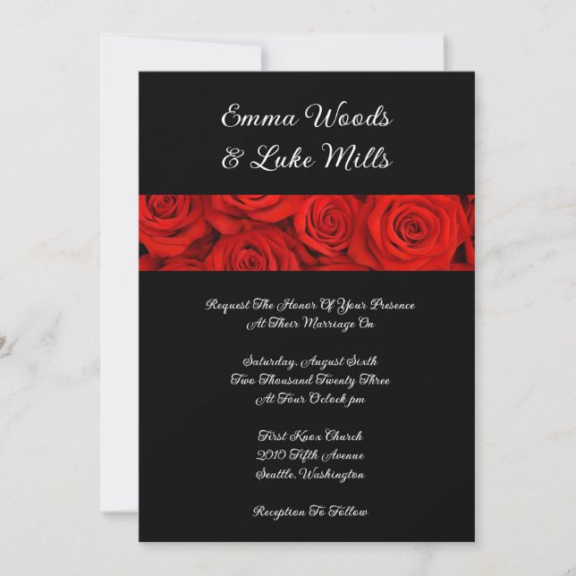 Red Roses Wedding Invitation (Front)