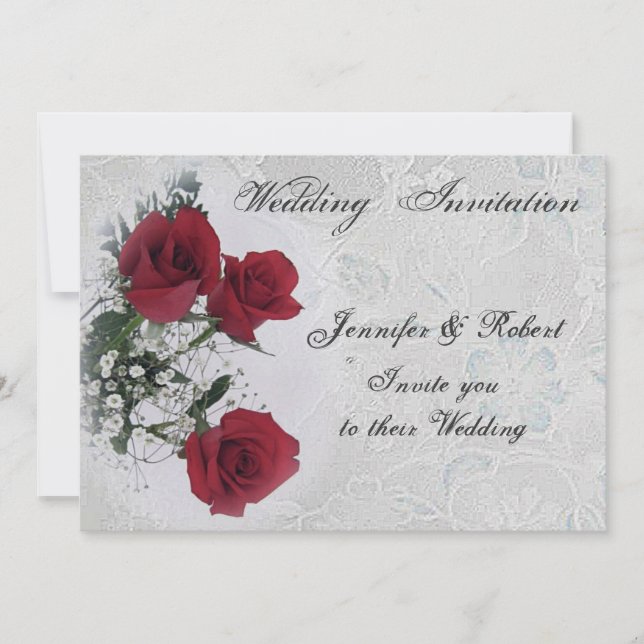Red Roses  Wedding  Invitation (Front)
