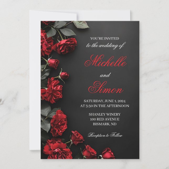 Red Roses Wedding Invitation (Front)