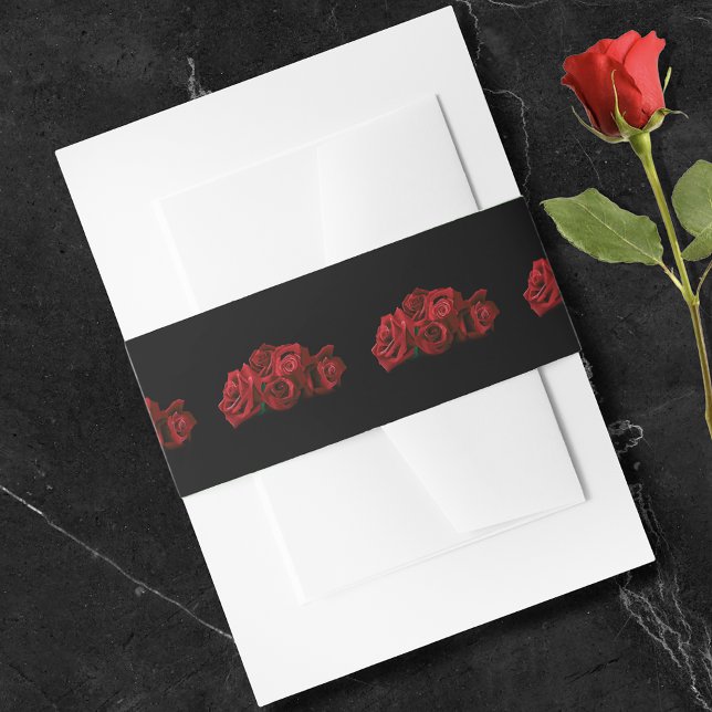 Red Roses Wedding Invitation Belly Band (Creator Uploaded)