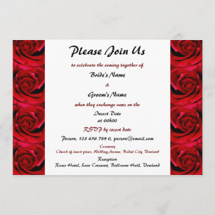 red roses wedding invitations - customizable