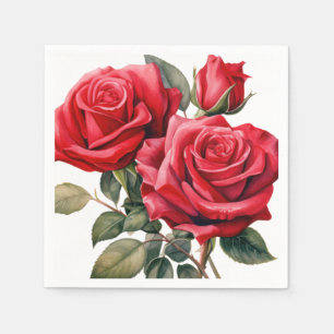 Red Roses Wedding Napkin