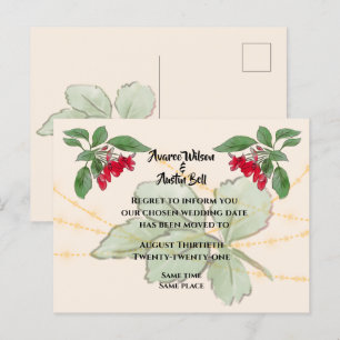 Red Roses Wedding Postponement Announcement Postcard