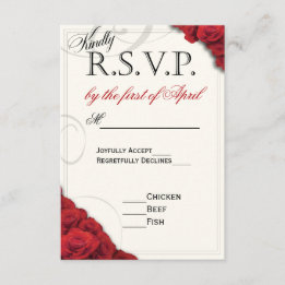 Red Roses Wedding RSVP Card