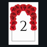 Red Roses Wedding Table Number Card<br><div class="desc">This design features rustic red roses. The red roses are complimented by an elegant black lined border. The red tones of the rose flowers create a rustic floral country garden feel. Elegant wedding table number card design with modern elements. Matching wedding invitations and other stationery items are also available. Customize...</div>