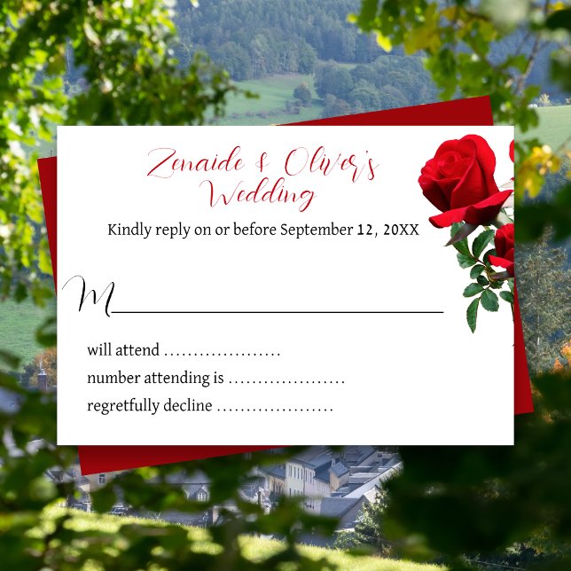 Red Roses Wedding Website Reply Cards (Creator Uploaded)