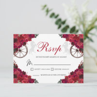 Red Roses Western Quinceanera RSVP Enclosure Card
