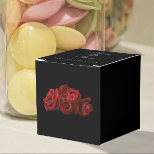 Red Roses White Black Elegance Timeless Wedding Favor Box