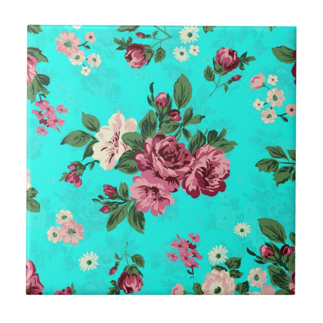 Red Roses & White Daisies Pattern Tile (Front)