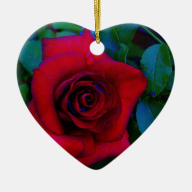 Red Roses with blue tones Ceramic Ornament (Front)