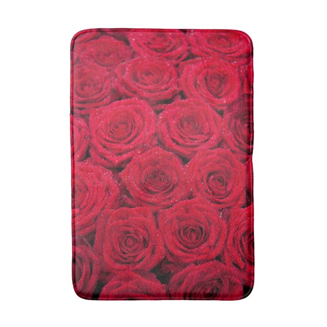 Red roses with dew bath mat (Front Vertical)