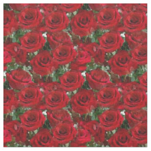 Red Roses with Greenery Pretty Floral Fabric