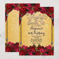 Red Roses Yellow & Gold Pink Sweet 16 16th Party  