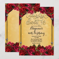 Red Roses Yellow & Gold Sweet 16 16th Party