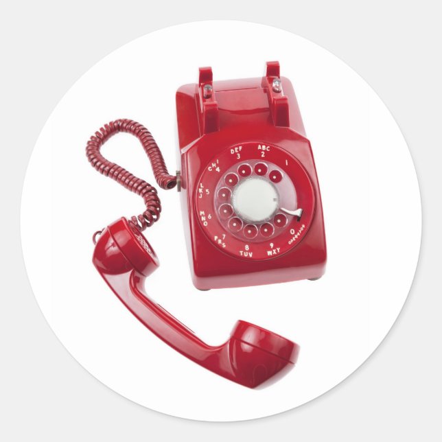Red Rotary Phone Classic Round Sticker (Front)