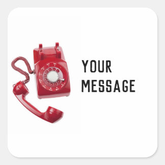 Red Rotary Phone Square Sticker