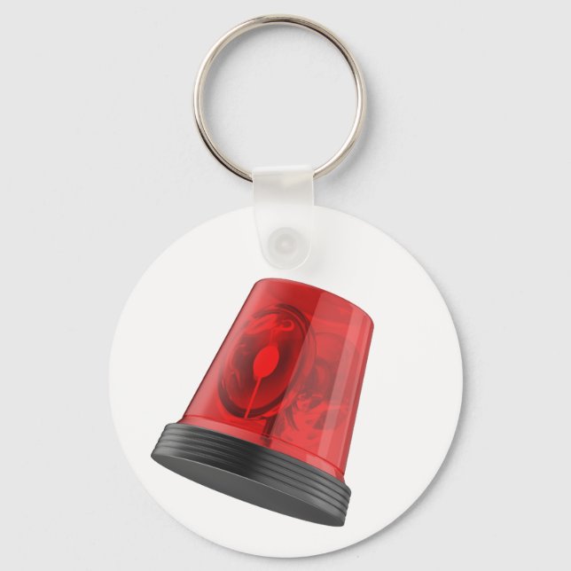 Red rotating emergency beacon light keychain (Front)