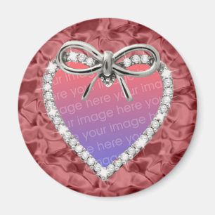 Red Round Diamond Heart Frame Magnet
