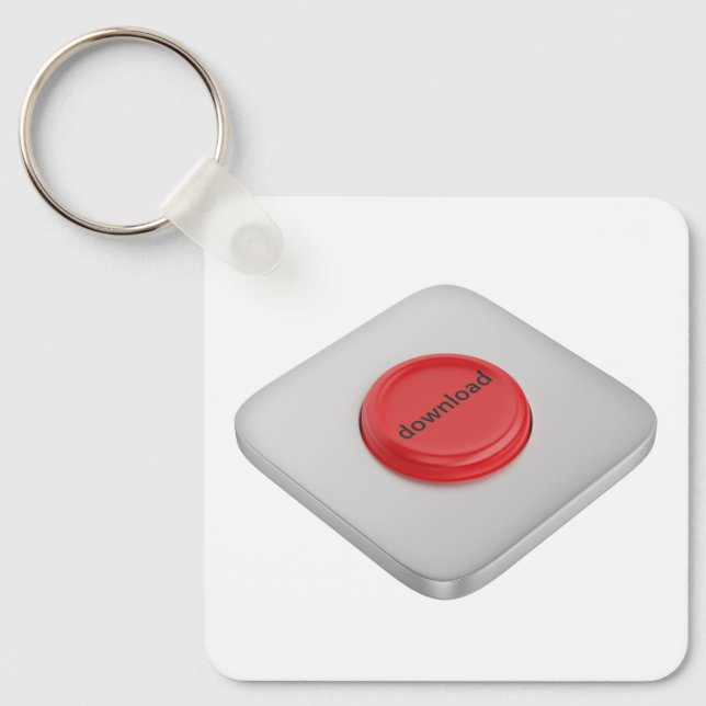 Red round download button keychain (Front)