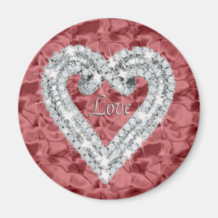 Red Round Love Diamond Heart Magnet