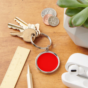 Red Round Metal Keychain