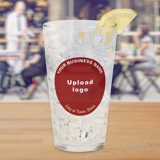 Red Round Shape Business Brand on Glass Cup (Build brand name awareness. Red round business brand on glass cup.)