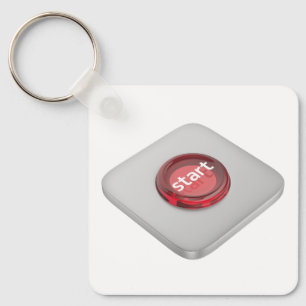 Red round start button keychain