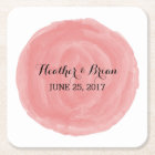 Red Round Watercolor Wedding Paper Coasters
