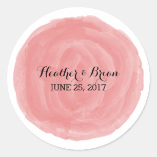 Red Round Watercolor Wedding Stickers