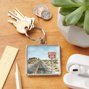 Red Route 66 Sign Keychain