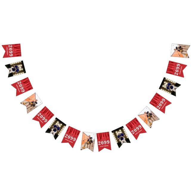 Red Row of Tassels Photo Graduation Bunting Flags (All)