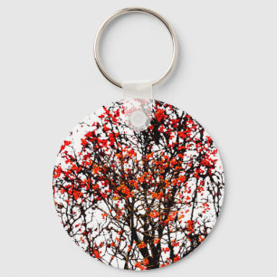 Red rowan fruits or ash berries keychain