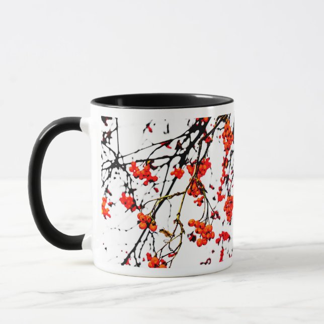 Red rowan fruits or ash berries mug (Left)