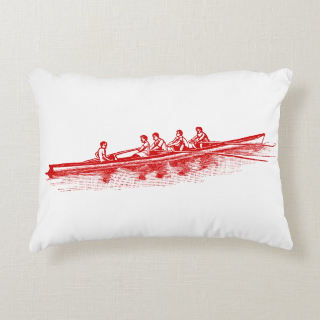 Red Rowing Rowers Crew Team Water Sports Accent Pillow (Front)