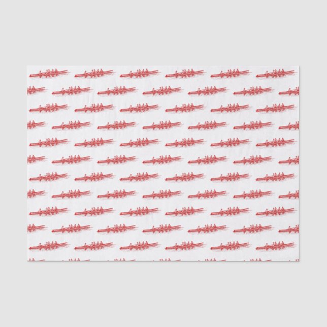 Red Rowing Rowers Crew Team Water Sports Tissue Paper (Front)