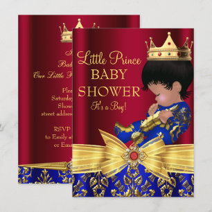Red & Royal Blue Prince Boy Baby shower Invitation