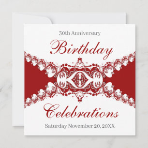 Red Royal Diva Anniverary Birthday Invitations