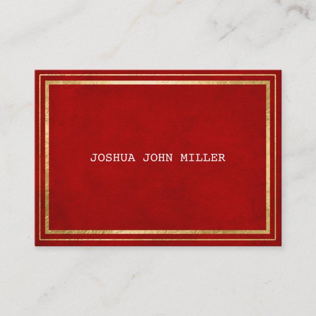 Red Royal Golden Frame Velvet White Vip Business Card (Front)
